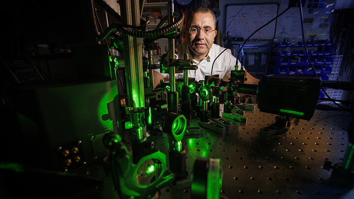 Abdelghani Laraoui in his lab
